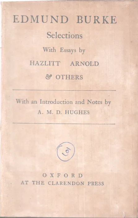 EDMUND BURKE SELECTIONS BY GROUP OF EDITORS