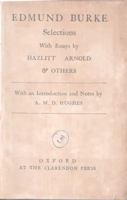 EDMUND BURKE SELECTIONS BY GROUP OF EDITORS