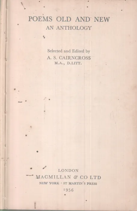 POEMS OLD AND NEW BY A.S. CAIRNCROSS