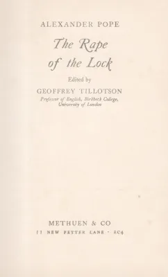 THE RAPE OF THE LOCK BY ALEXANDER POPE
