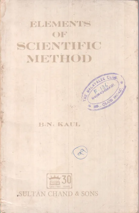 ELEMENTS OF SCIENTIFIC METHOD BY B.N KAUL