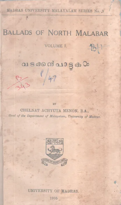 Vatakkanpattukal BY Chelnat Achuta Menon