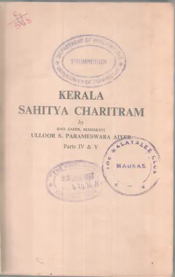 Kerala Sahithya Charithram BY Ullur S Parameswaran Nair