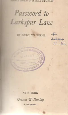 PASSWORD TO LARKSPUR LANE BY CAROLYN KEENE