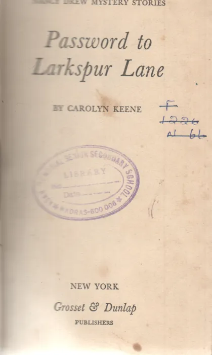 PASSWORD TO LARKSPUR LANE BY CAROLYN KEENE