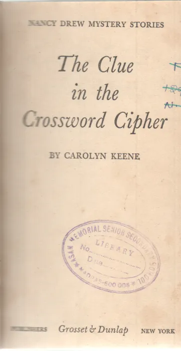 THE CLUE IN THE CROSSWORD CIPHER BY CAROLYN KEENE