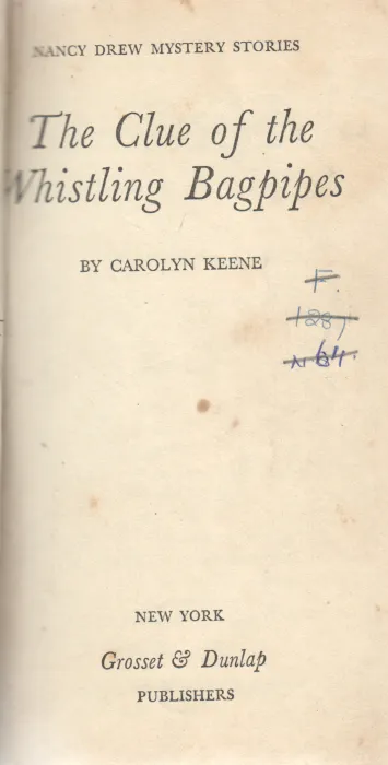 THE CLUE OF WHISTLING BAG PIPES BY CAROLYN KEENE