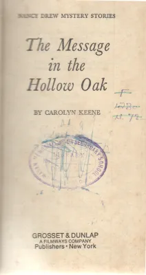THE MESSAGE IN THE HOLLOW OAK BY CAROLYN KEENE