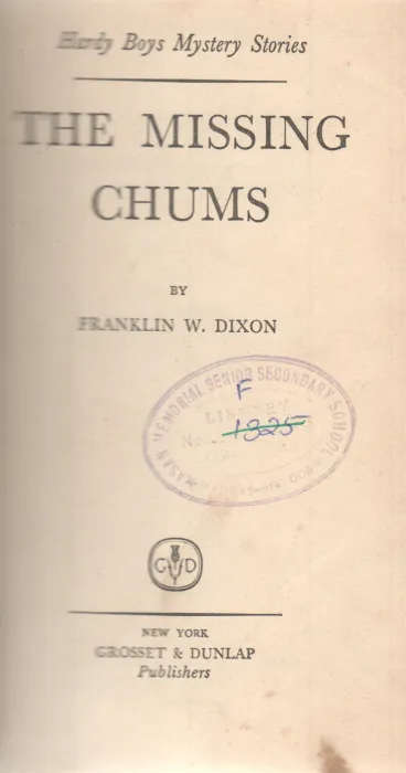 THE MISSING CHUMS BY FRANKLIN W. DIXON