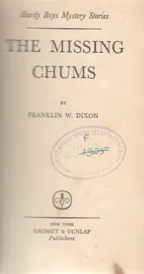 THE MISSING CHUMS BY FRANKLIN W. DIXON