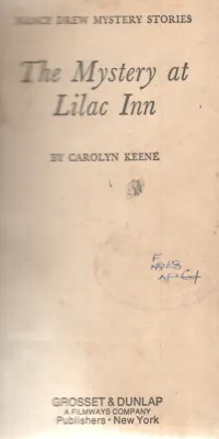THE MYSTERY AT LILAC INN BY CAROLYN KEENE
