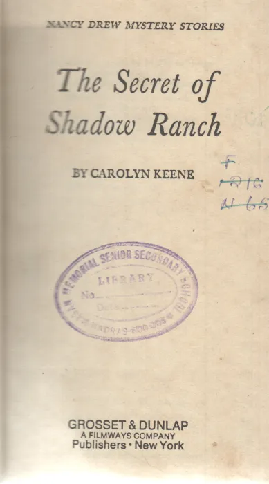 THE SECRET OF SHADOW RANCH BY CAROLYN KEENE