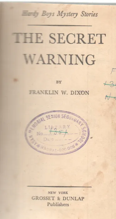 THE SECRET WARNING BY FRANKLIN W. DIXON