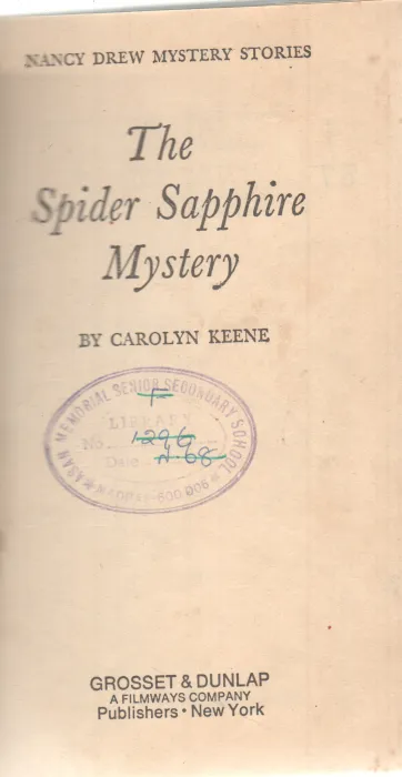 THE SPIDER SAPPHIRE MYSTERY BY CAROLYN KEENE