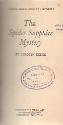 THE SPIDER SAPPHIRE MYSTERY BY CAROLYN KEENE