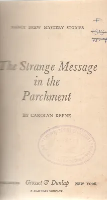 THE STRANGE MESSAGE IN THE PARCHMENT BY CAROLYN KEENE