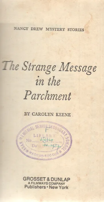 THE STRANGE MESSAGE IN THE PARCHMENT BY CAROLYN KEENE