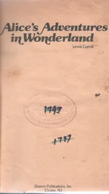 ALICE ADVENTURES IN WONDERLAND BY LEWIS CARROLL