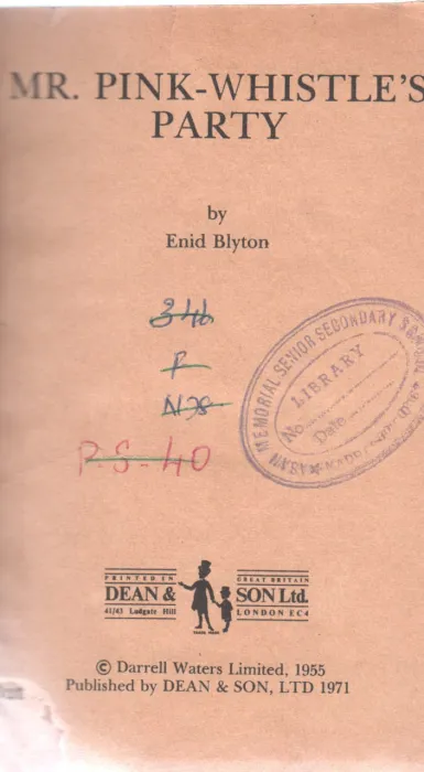MR. PINK-WHISTLE'S PARTY BY ENID BLYTON