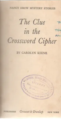 THE CLUE IN THE CROSSWORD CIPHER BY CAROLYN KEENE