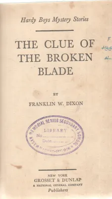THE CLUE OF THE BROKEN BLADE BY FRANKLIN W. DIXON