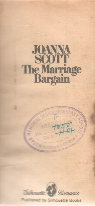 THE MARRIAGE BARGAIN BY JOANNA SCOTT
