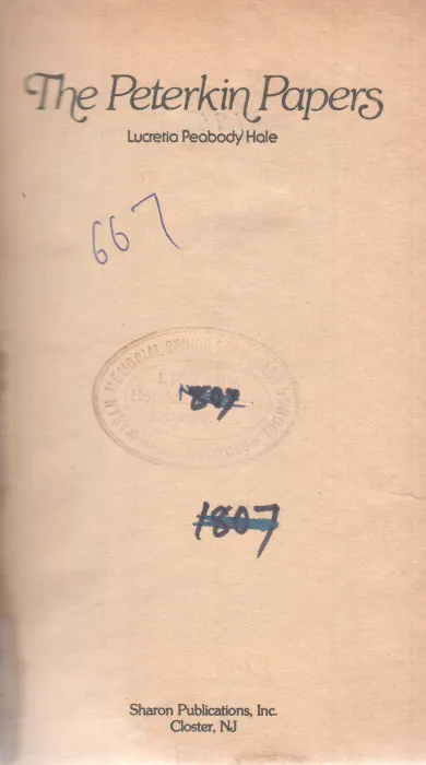 THE PETERKIN PAPERS BY LUCRETIA PEABODY HALE