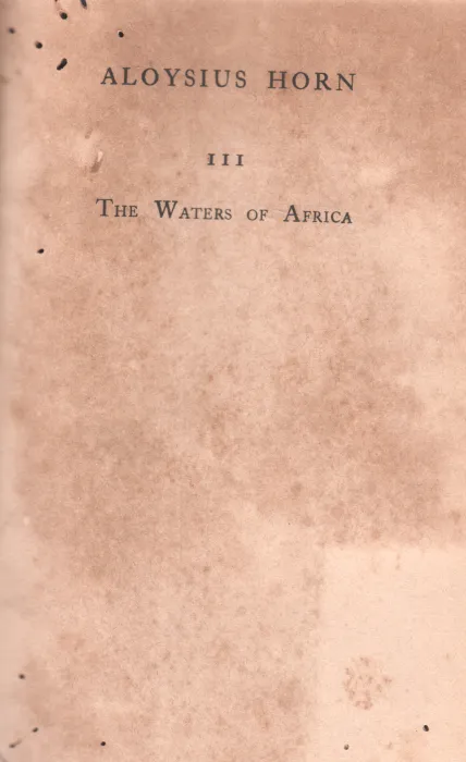 THE WATER OF AFRICA BY ALOVIS HORN