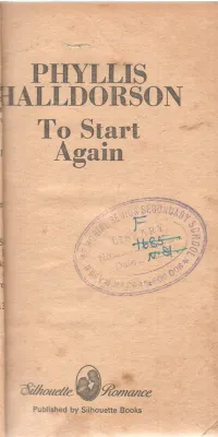 TO START AGAIN BY PHYLLIS HALLDORSON