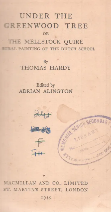 UNDER THE GREENWOOD TREE BY THOMAS HARDY