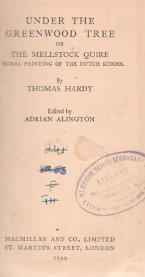 UNDER THE GREENWOOD TREE BY THOMAS HARDY