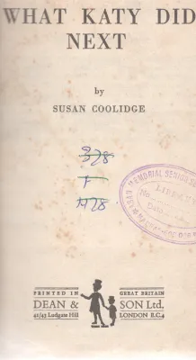 WHAT A KATY DID NEXT BY SUSAN COOLIDGE