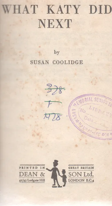 WHAT KATY DID NEXT BY SUSAN COOLIDGE