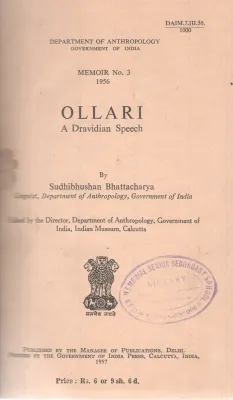 OLLARI A DRAVIDIAN SPEECH BY SUDHIBHUSHAN BHATTACHARYA