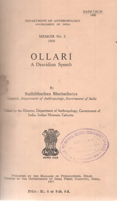 OLLARI BY SUDHIBHUSHAN BHATTACHARYA