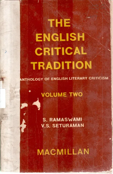 THE ENGLISH CRITICAL TRADITION BY MACMILLAN