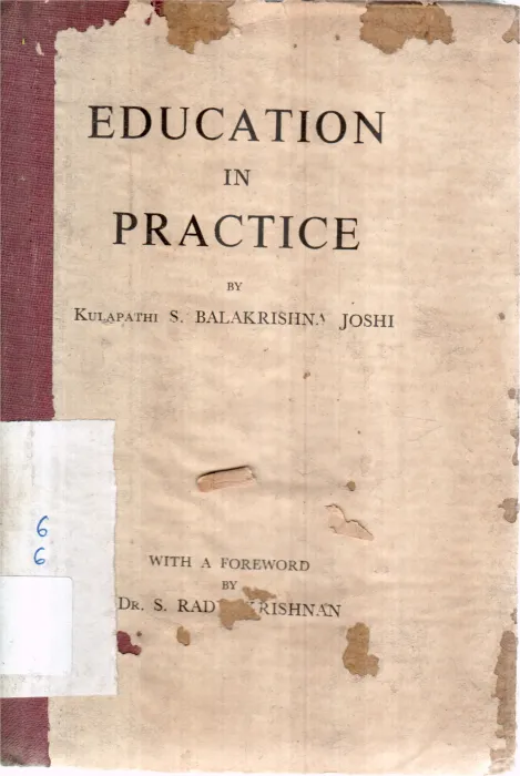 EDUCATION IN PRACTICE BY S BALAKRISHNA JOSHI