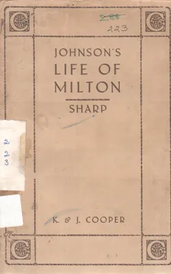 JOHNSON'S LIFE OF MILTON SHARP BY K &amp; J. COOPER