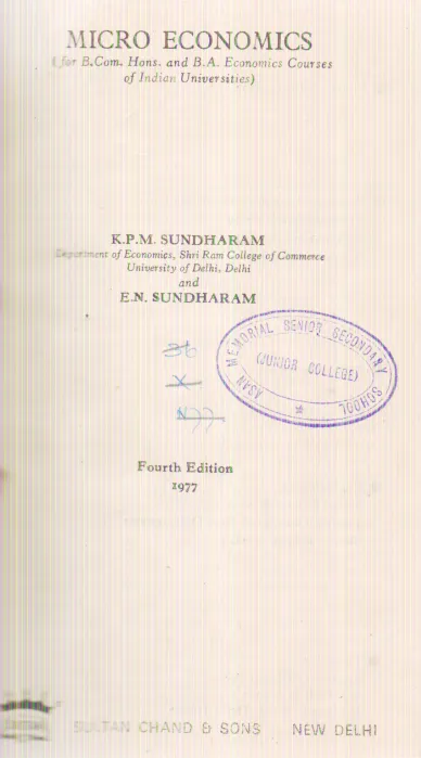 MICRO ECONOMICS BY K.P.M. SUNDHARAM