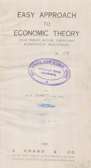 EASY APPROACH TO ECONOMIC THEORY BY K.K. DEWETT