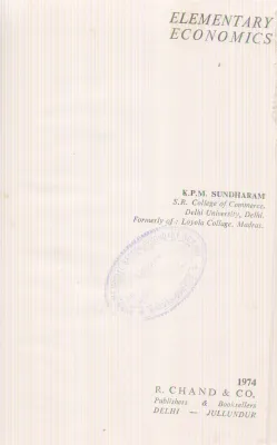 ELEMENTARY ECONOMICS BY K.P.M. SUNDHARAM