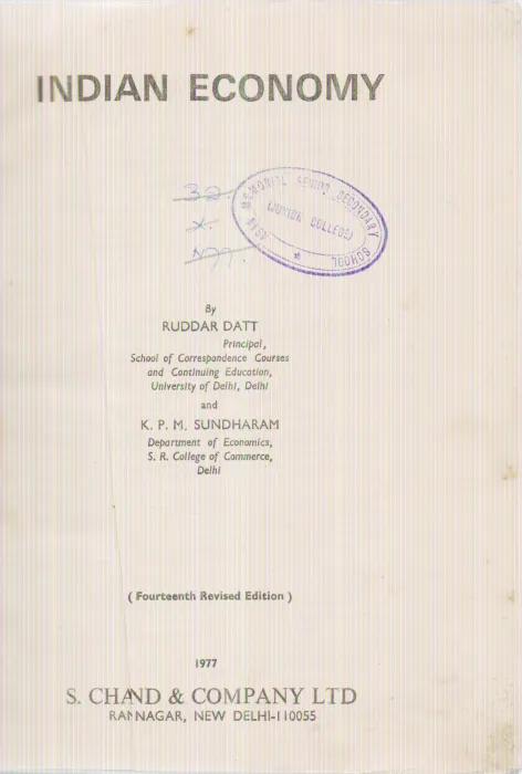 INDIAN ECONOMY BY RUDDAR DATT