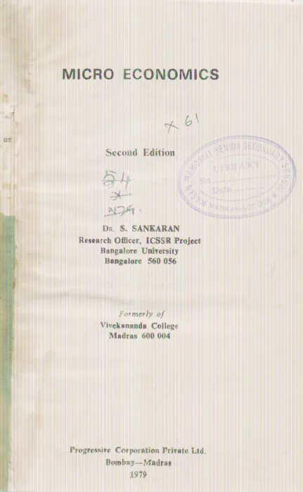 MICRO ECONOMICS BY S. SANKARAN