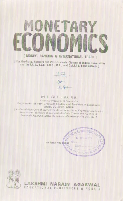 MONETARY ECONOMICS BY M.L.SETH