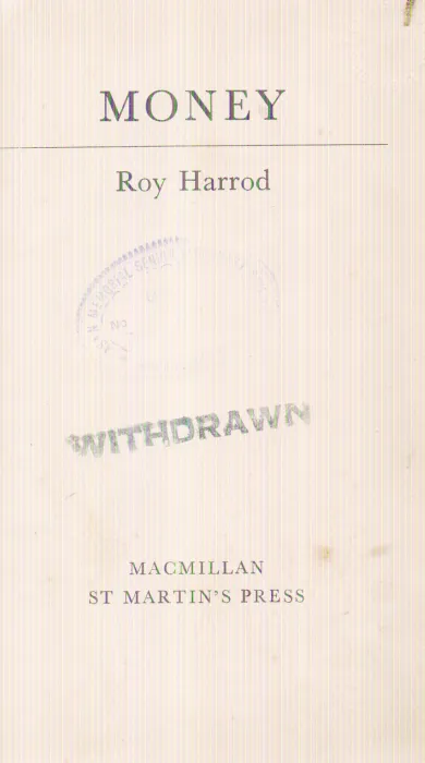 MONEY BY ROY HARROD