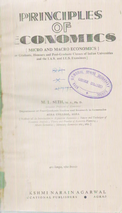PRINCIPLES OF ECONOMICS BY M.L. SETH