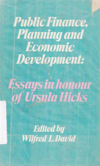 PUBLIC FINANCE, PLANNING AND ECONOMIC DEVELOPMENT BY WILFRED L. DAVID