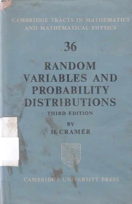 RANDOM VARIABLSES AND PROBABILITY DISTRIBUTIONS BY H. CRAMER