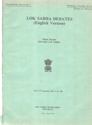 LOK SABHA DEBATES -THIRD SESSION(ELEVENTH LOK SABHA) BY GROUP OF EDITORS
