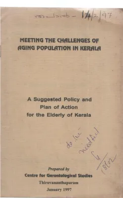 MEETING THE CHALLENGES OF AGING POPULATION IN KERALA BY GROUP OF EDITORS